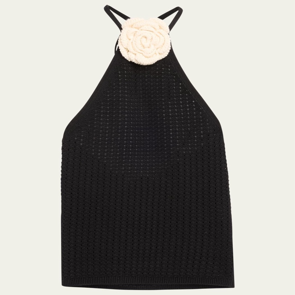 Alice + Olivia
Bessie Crochet Floral Applique Halter Top